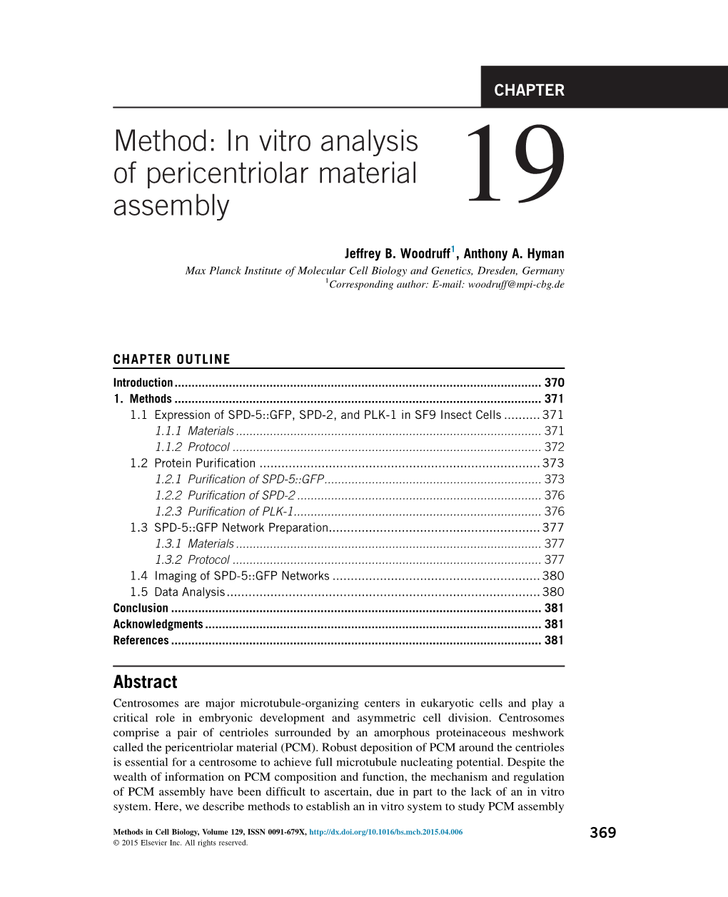 Chapter 19 – Method: in Vitro Analysis of Pericentriolar Material Assembly