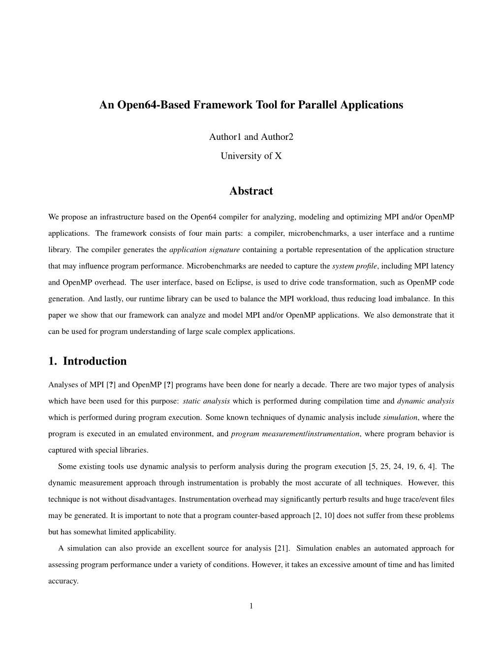 An Open64-Based Framework Tool for Parallel Applications Abstract 1