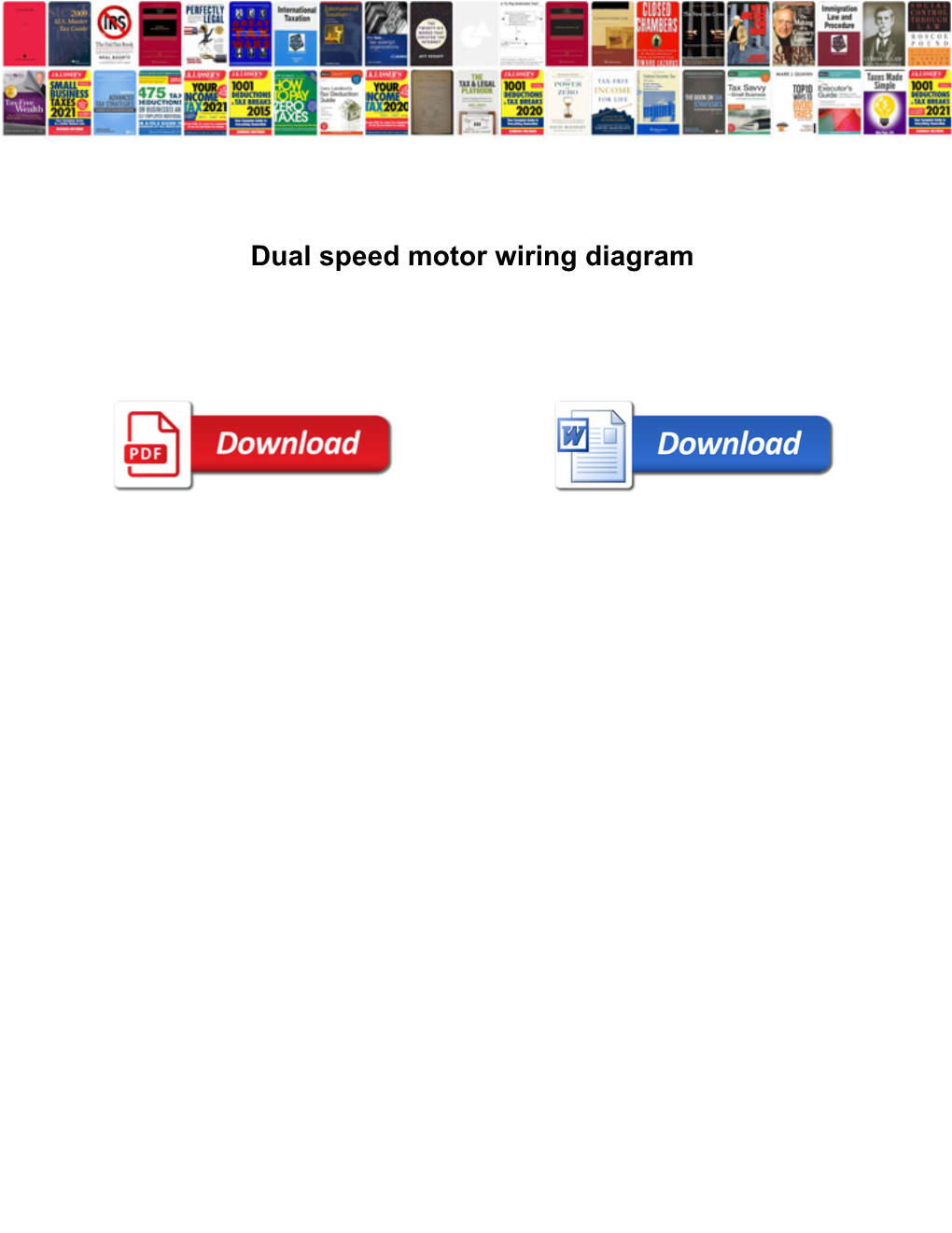 Dual Speed Motor Wiring Diagram