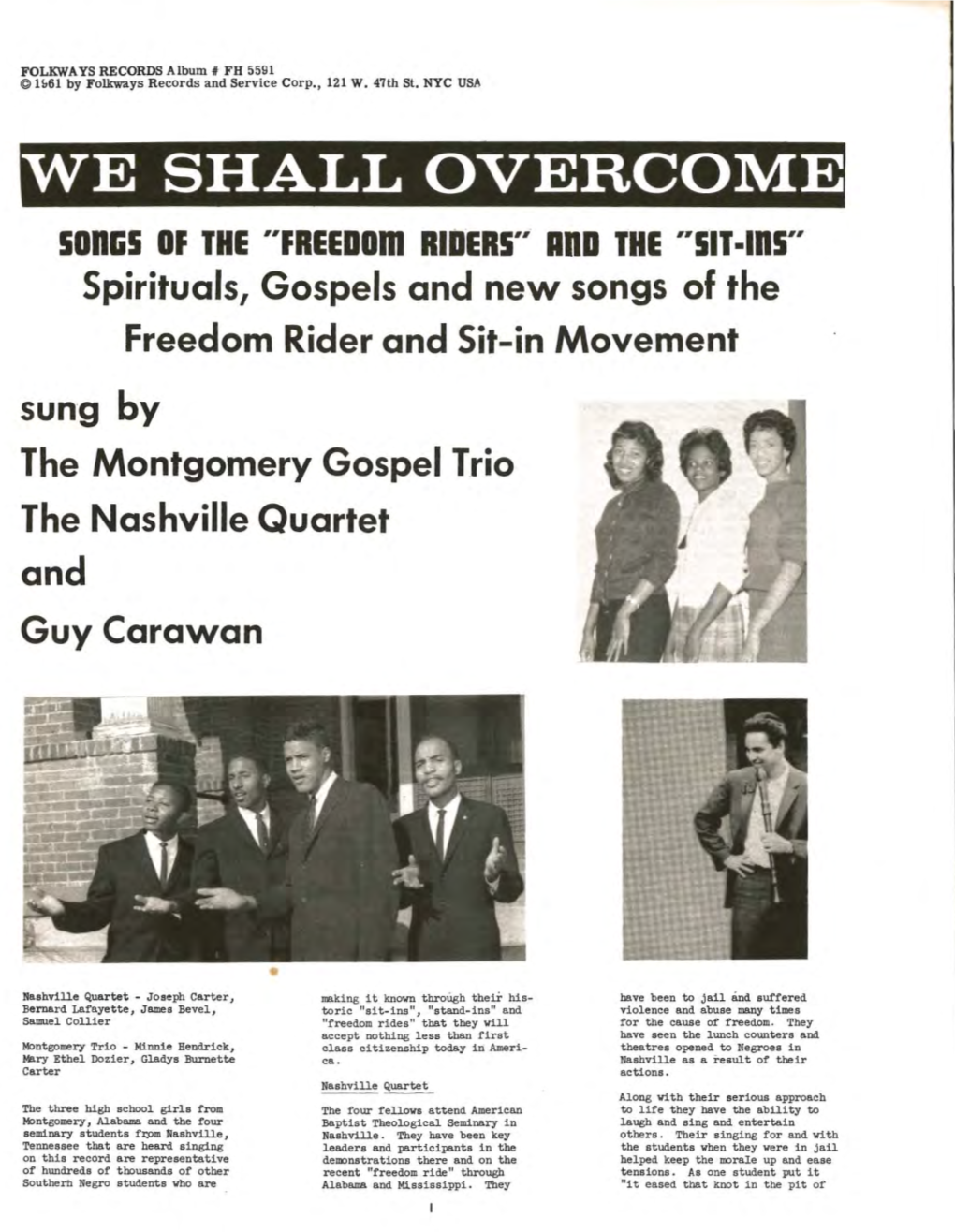 We Shall Overcome: Songs of the Freedom Riders and the Sit-Ins