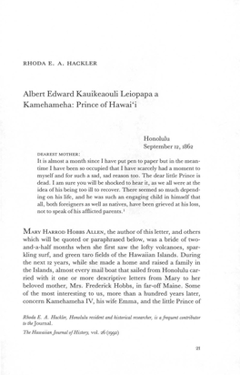 Albert Edward Kauikeaouli Leiopapa a Kamehameha: Prince of Hawai'i