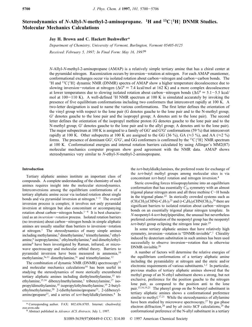 Stereodynamics of N-Allyl-N-Methyl-2-Aminopropane