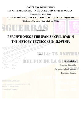 Perceptions of the Spanish Civil War in the History Textbooks in Slovenia