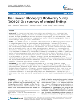 The Hawaiian Rhodophyta Biodiversity Survey