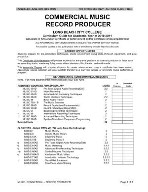 Commercial Music Record Producer