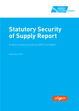 Statutory Security of Supply Report