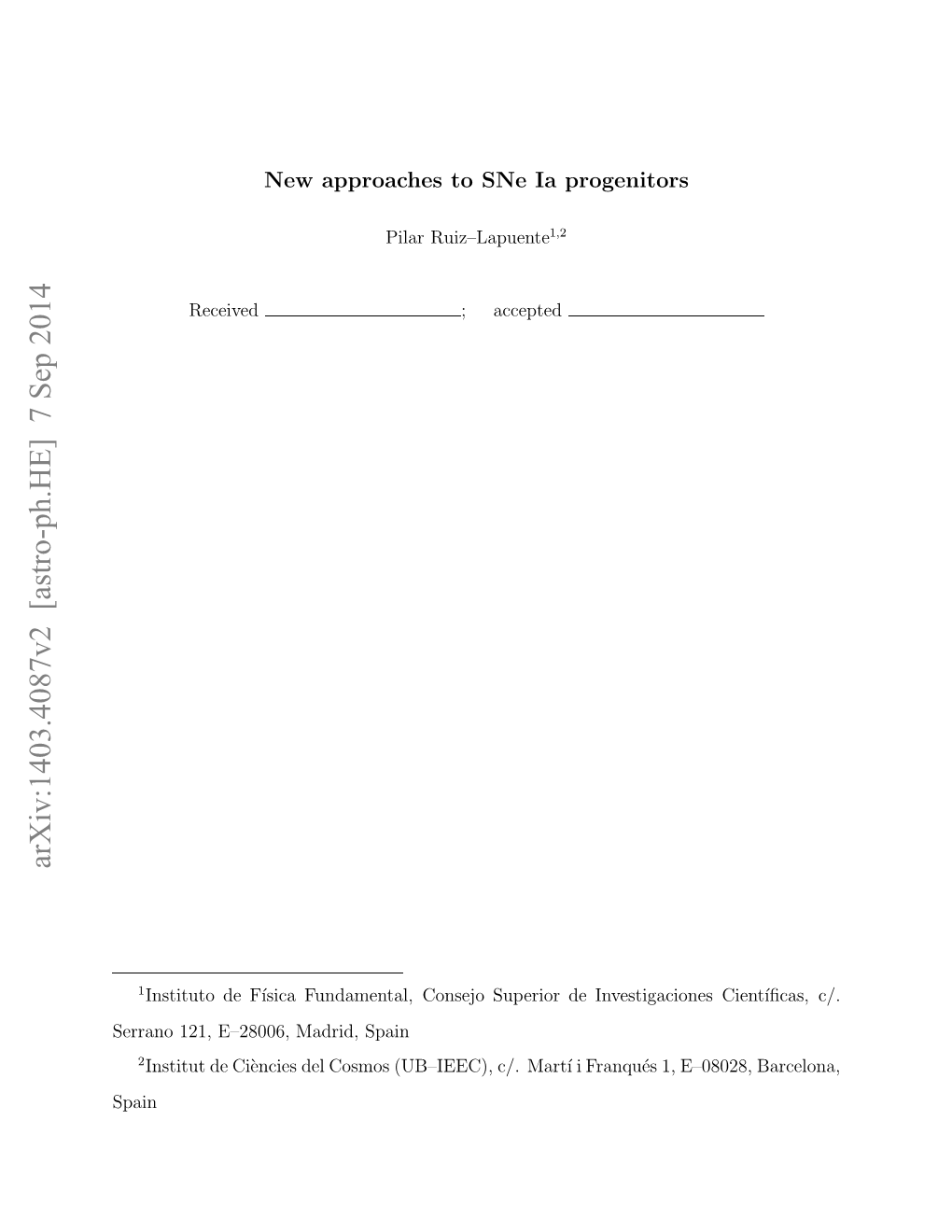 Arxiv:1403.4087V2 [Astro-Ph.HE] 7 Sep 2014 Spain Ern 2,E206 Ard Spain Madrid, E–28006, 121, Serrano 2 1 Ntttd Iece E Oms(BIE) / Mart´I Franq I C