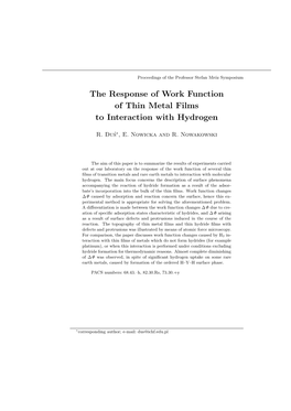 The Response of Work Function of Thin Metal Films to Interaction with Hydrogen