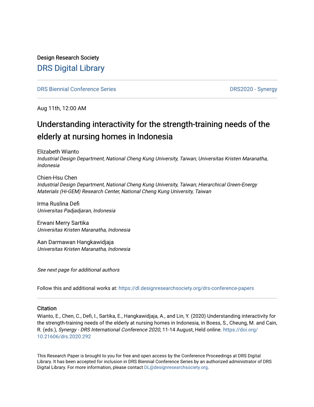 Understanding Interactivity for the Strength Training Needs of the Elderly at Nursing Homes in Indonesia