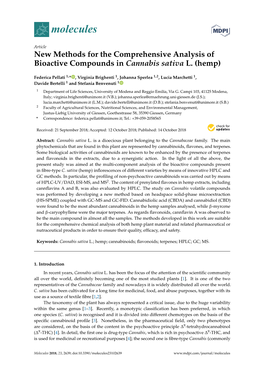 New Methods for the Comprehensive Analysis of Bioactive Compounds in Cannabis Sativa L