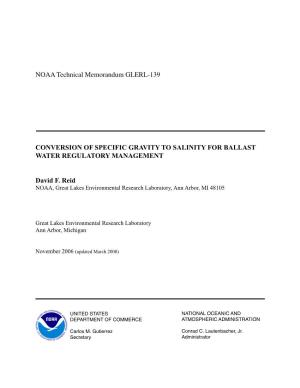 Conversion of Specific Gravity to Salinity for Ballast Water Regulatory Management