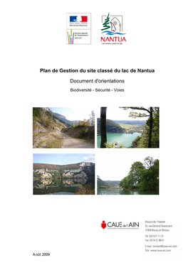 Plan De Gestion Du Site Classé Du Lac De Nantua Document D'orientations