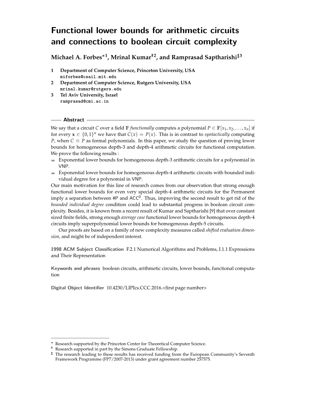 Functional Lower Bounds for Arithmetic Circuits and Connections to Boolean Circuit Complexity