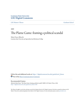 The Plame Game: Framing a Political Scandal