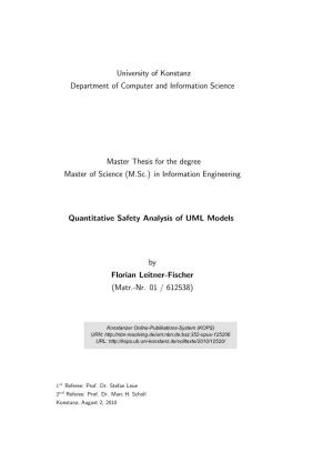 Quantitative Safety Analysis of UML Models