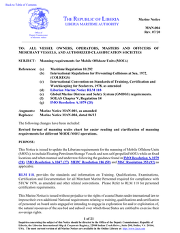 Manning Requirements for Mobile Offshore Units (Mous)