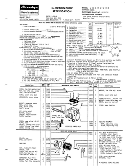 Diesel Systems INJECTION PUMP SPECIFICATION