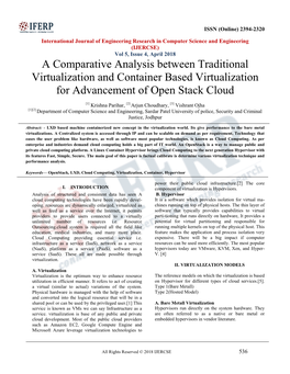 A Comparative Analysis Between Traditional Virtualization and Container Based Virtualization for Advancement of Open Stack Cloud