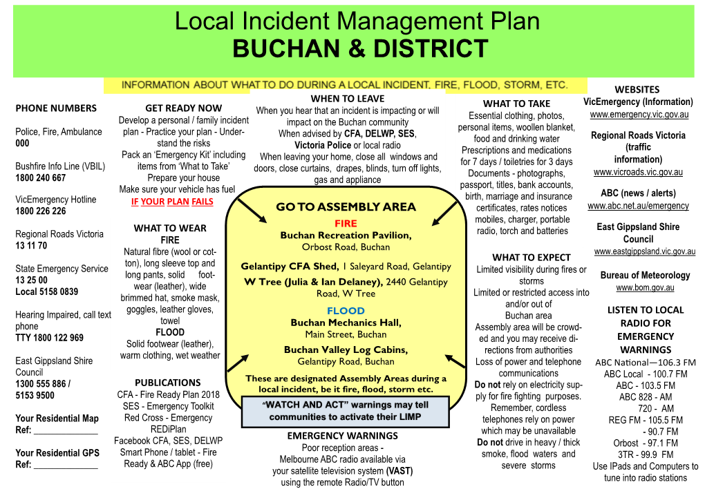 Local Incident Management Plan BUCHAN & DISTRICT