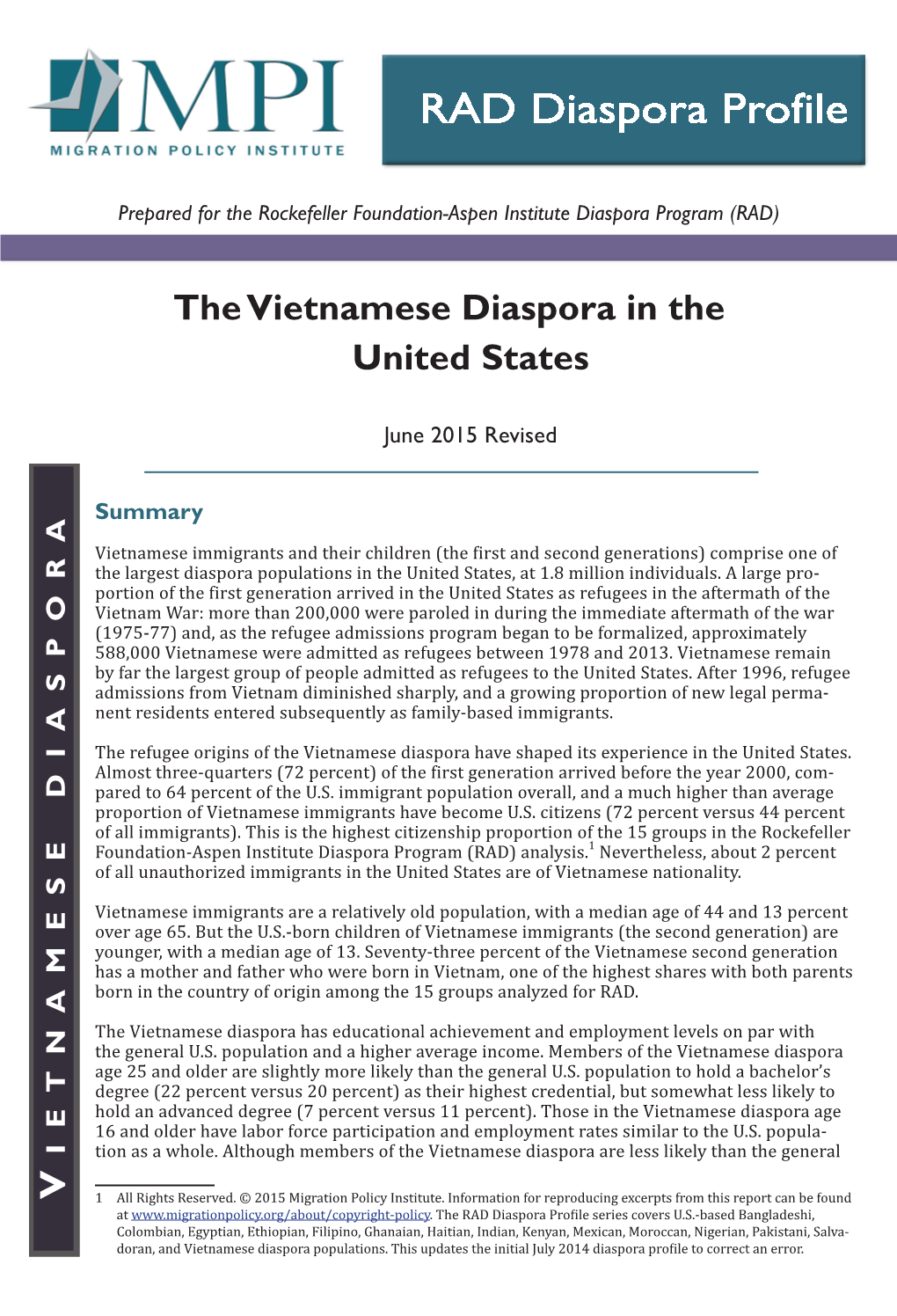 The Vietnamese Diaspora in the United States