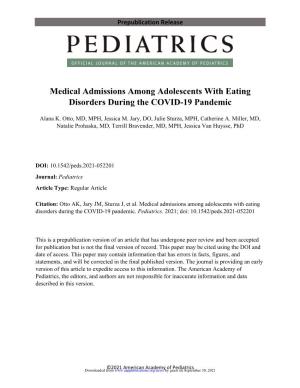 Eating Disorders During the COVID-19 Pandemic