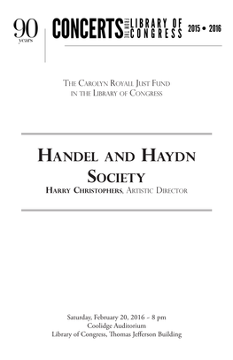 Handel and Haydn Society Harry Christophers, Artistic Director