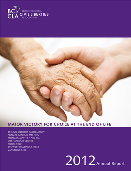 2012Annual Report MAJOR VICTORY for CHOICE at the END of LIFE