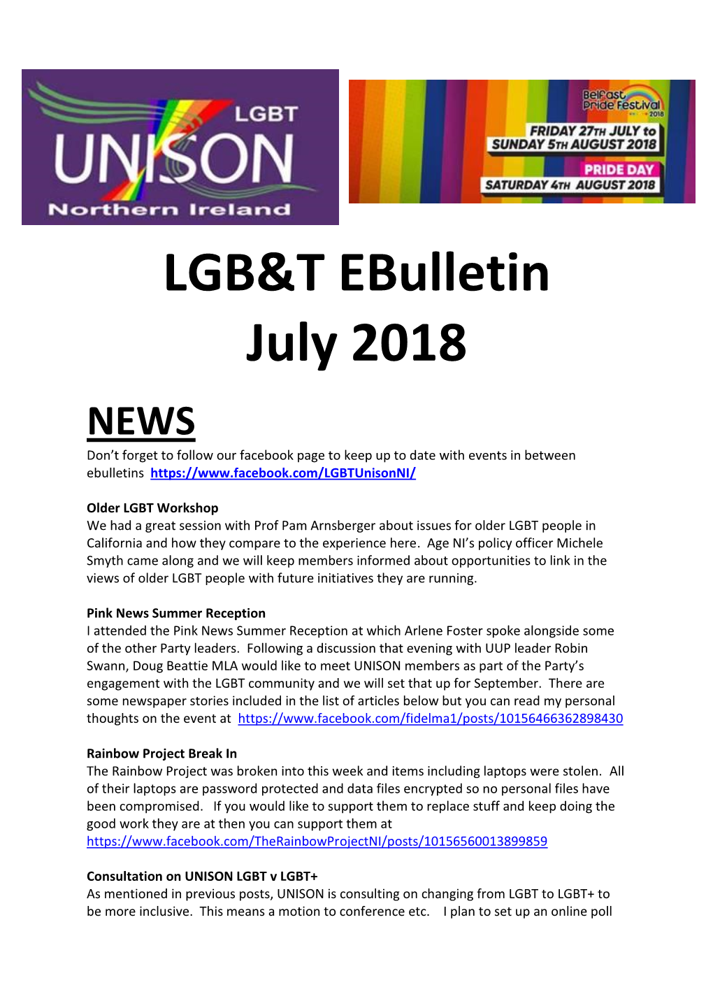 LGB&T Ebulletin July 2018