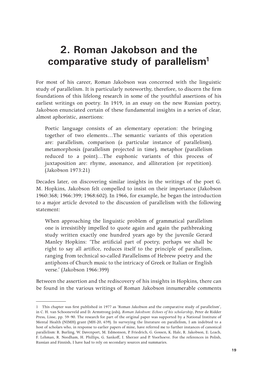2. Roman Jakobson and the Comparative Study of Parallelism1
