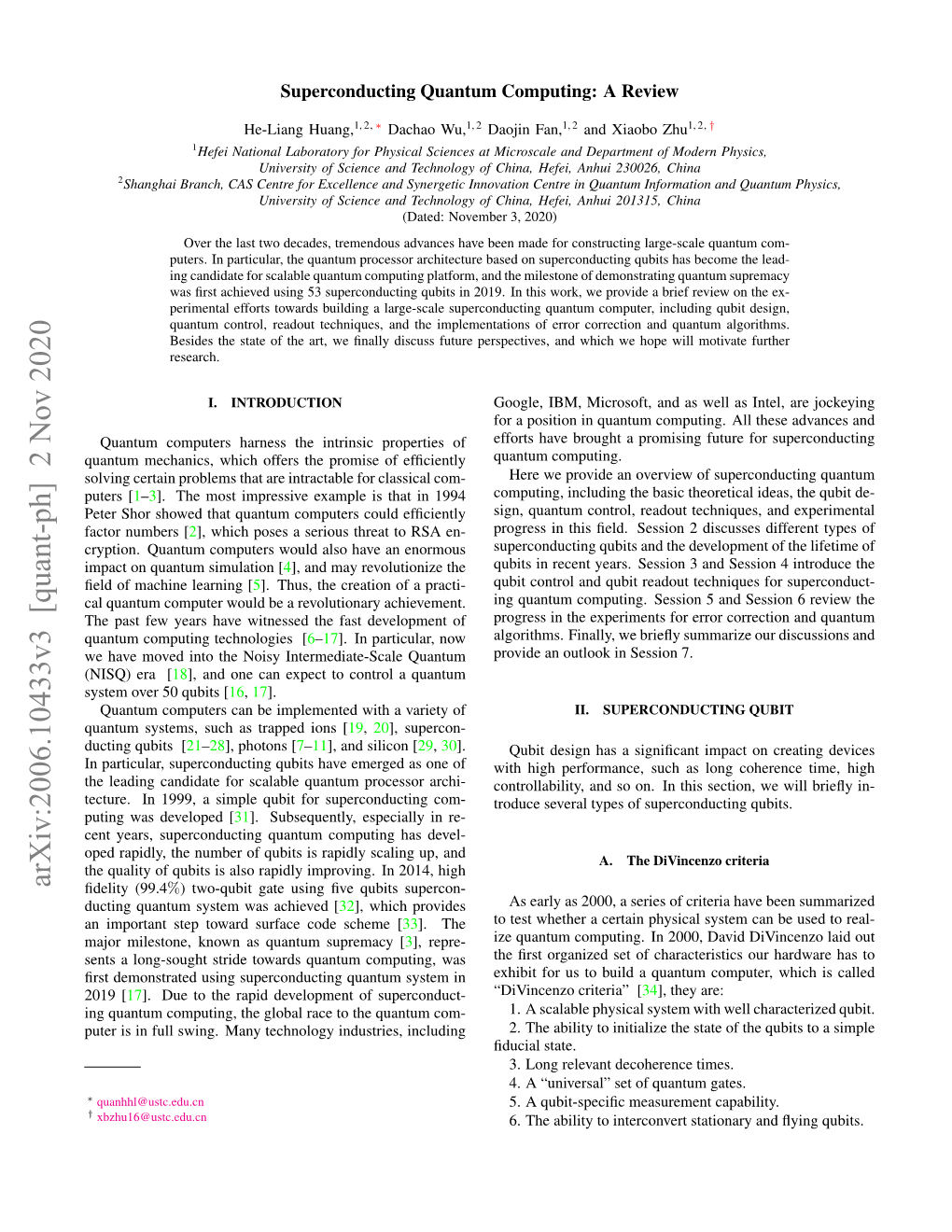 Arxiv:2006.10433V3 [Quant-Ph] 2 Nov 2020