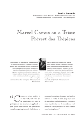 Marcel Camus Ou O Triste Prévert Dos Trópicos