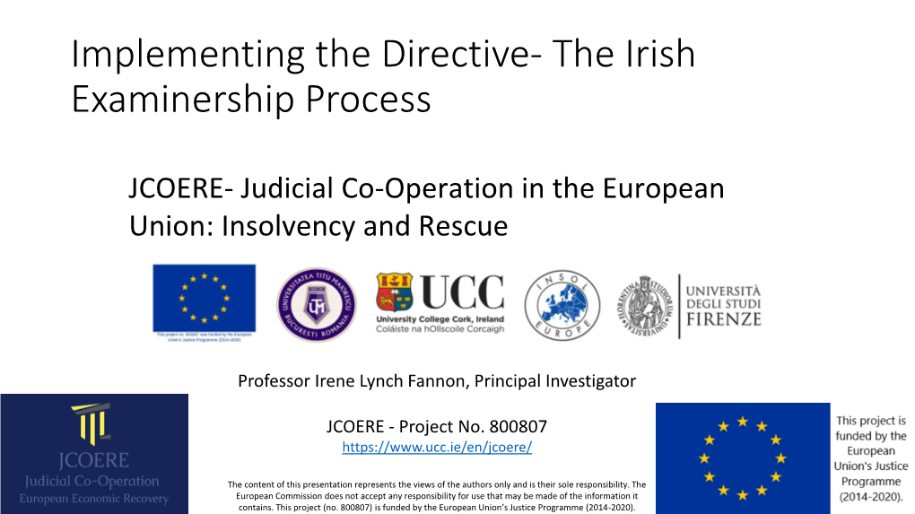 Implementing the Directive- the Irish Examinership Process