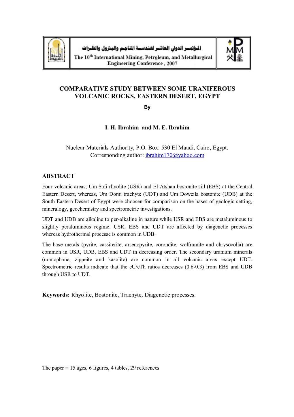 Comparative Study Between Some Uraniferous Volcanic Rocks, Eastern Desert, Egypt