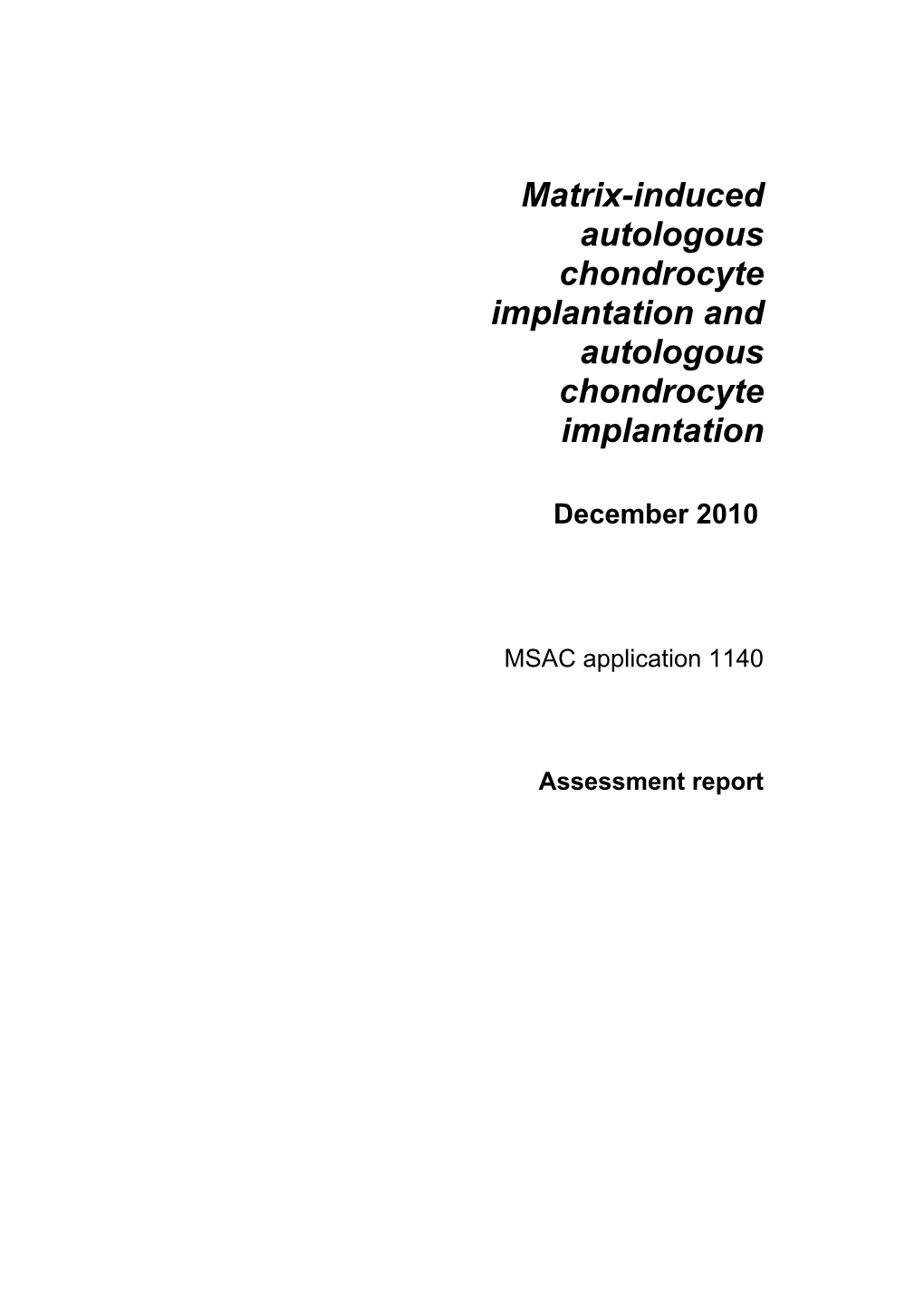 Assessment Report