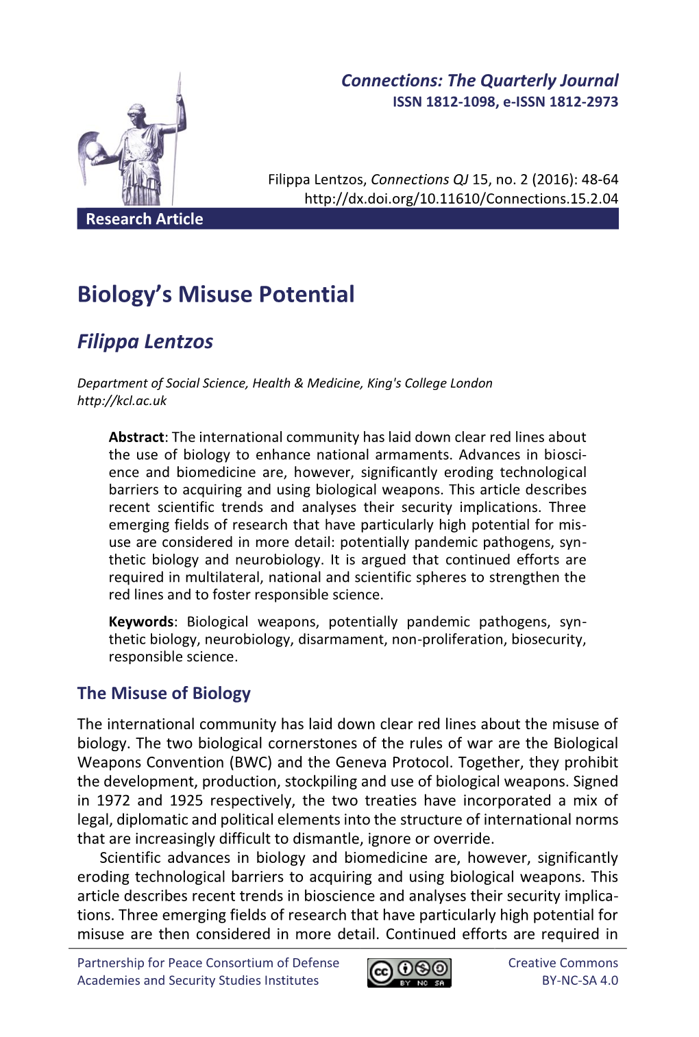 Biology's Misuse Potential