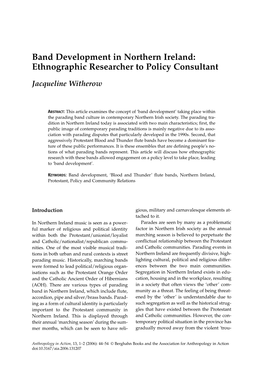 Band Development in Northern Ireland: Ethnographic Researcher to Policy Consultant