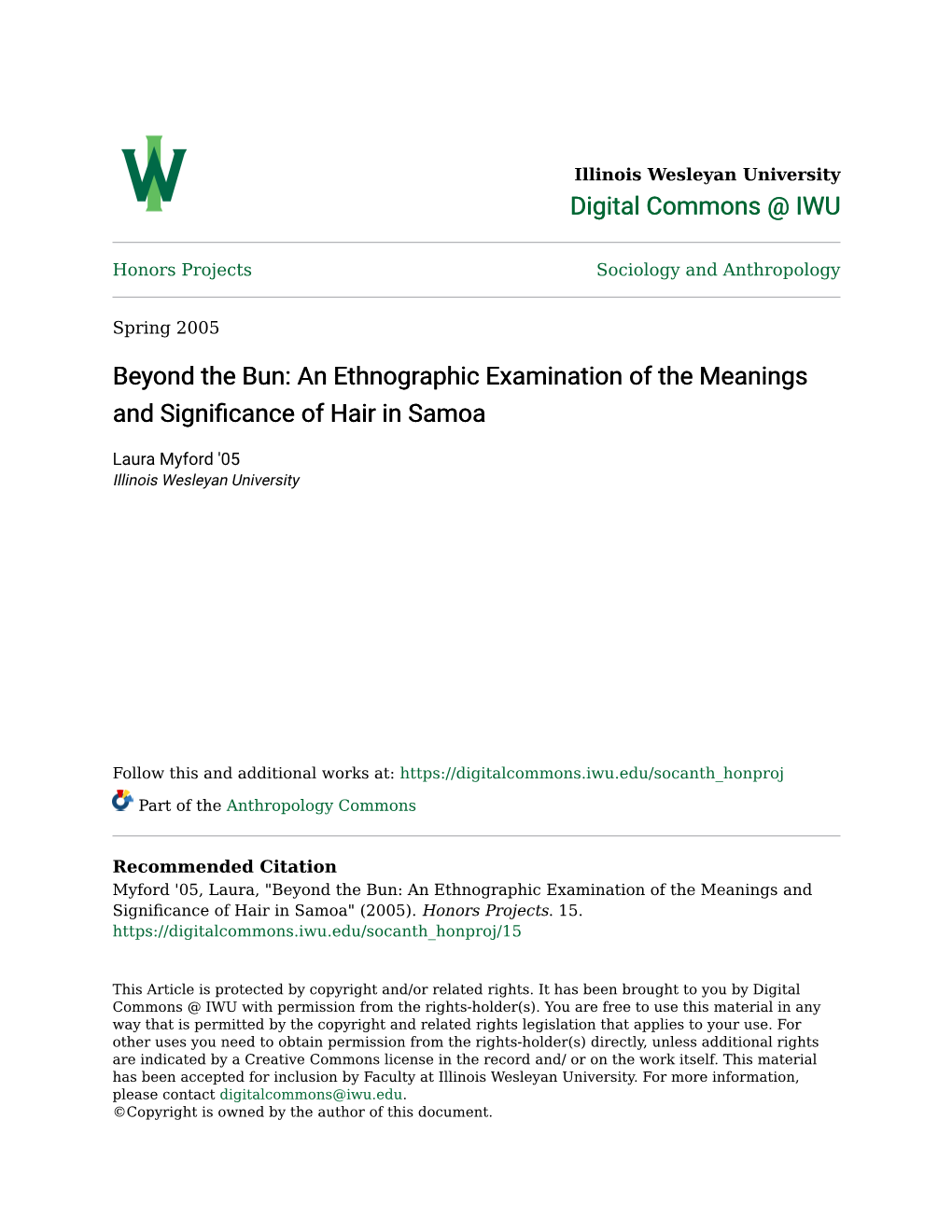 An Ethnographic Examination of the Meanings and Significance of Hair in Samoa