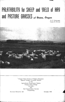 PRLHBILITY for SHEEP and YIELD of HY and PRSTURE GRASSES D