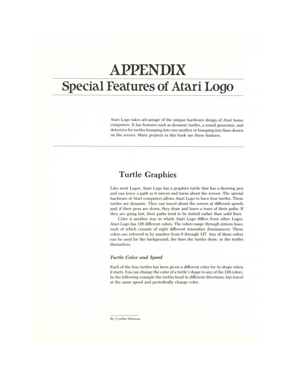 APPENDIX Special Features of Atari Logo