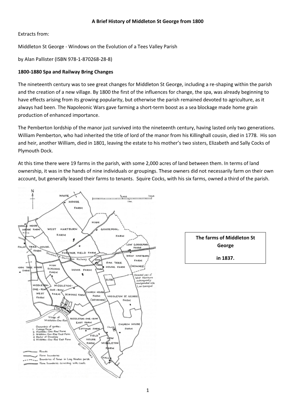 1 a Brief History of Middleton St George from 1800 Extracts From