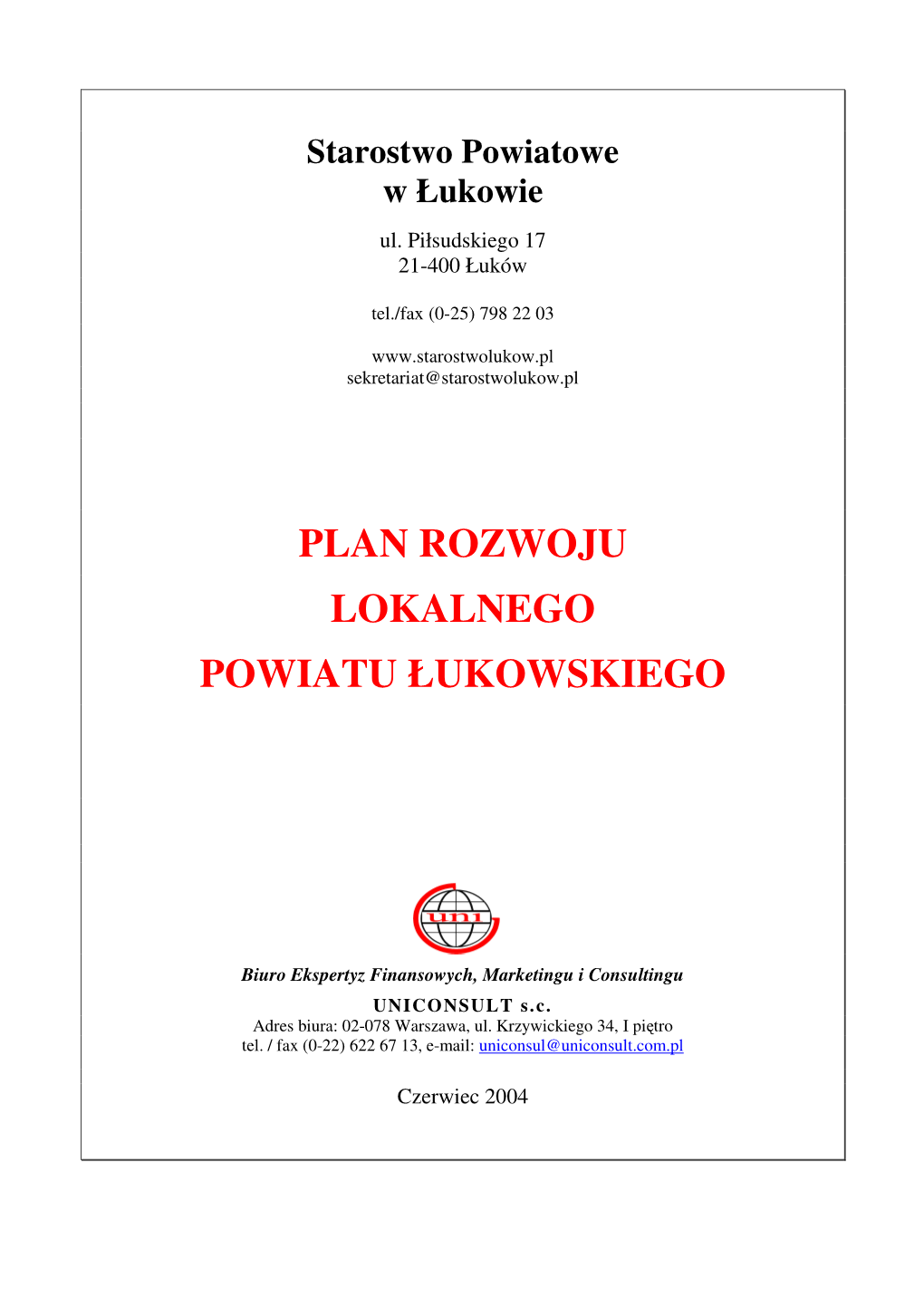 Plan Rozwoju Lokalnego Powiatu Łukowskiego