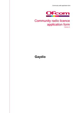 Gaydio (Brighton) CR Application Form