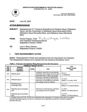 Reassessment of 3 Tolerance Exemptions for Ethylene Glycol
