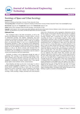 Sociology of Space and Urban Sociology