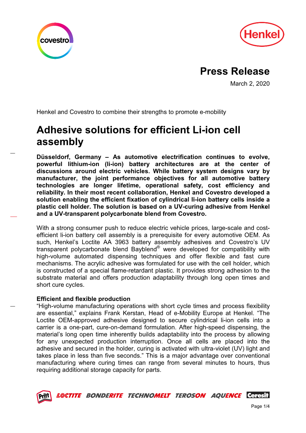 Adhesive Solutions for Efficient Li-Ion Cell Assembly