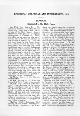 Dominican Calendar and Indulgences, 1919