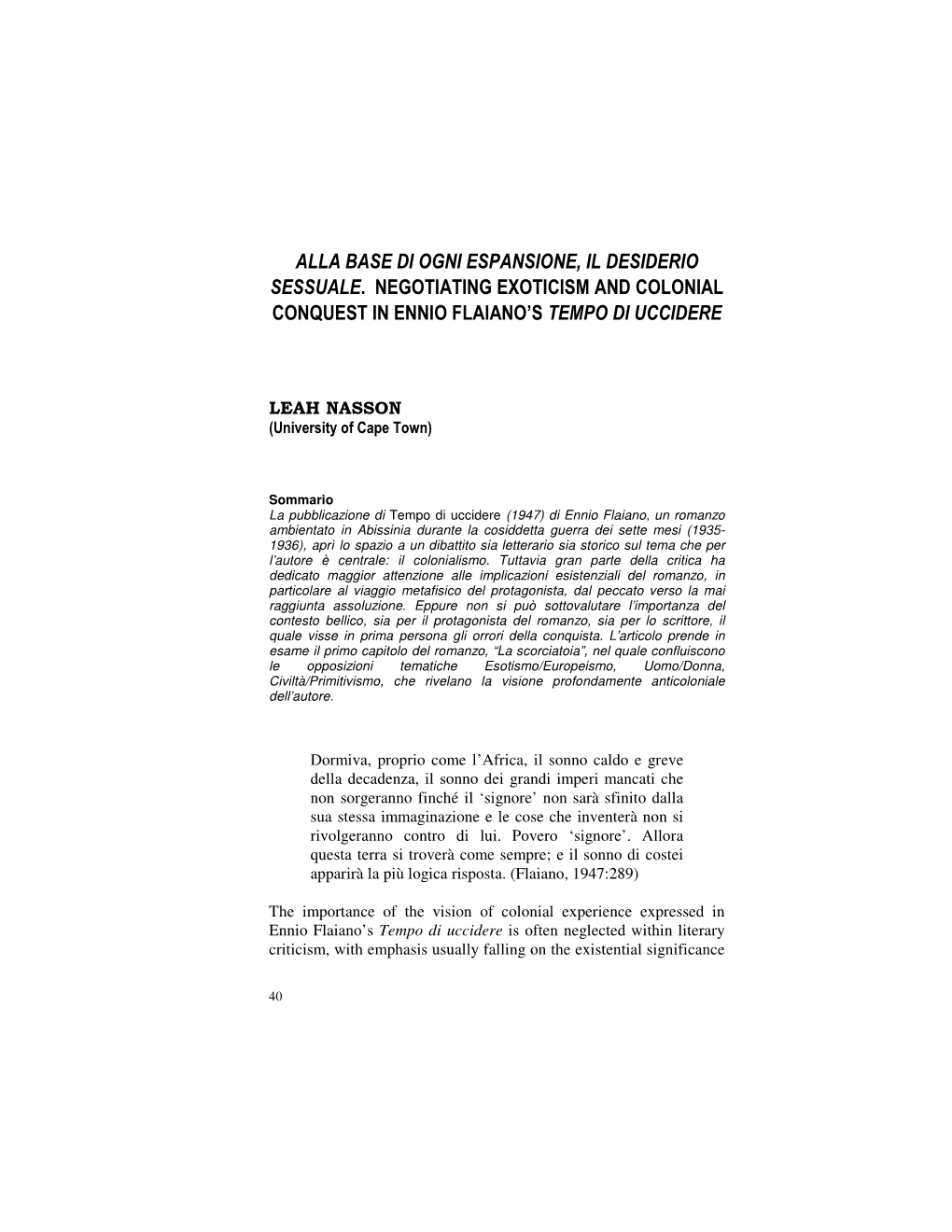 Alla Base Di Ogni Espansione, Il Desiderio Sessuale