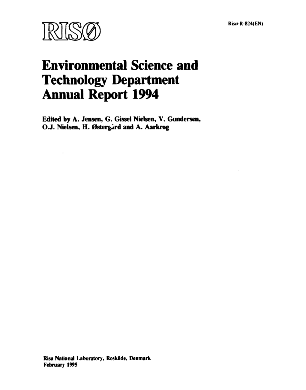 Environmental Science and Technology Department Annual Report 1994