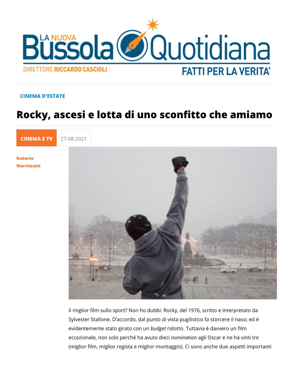 Rocky, Ascesi E Lotta Di Uno Sconfitto Che Amiamo