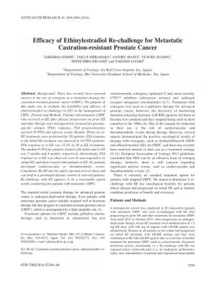 Efficacy of Ethinylestradiol Re-Challenge for Metastatic Castration-Resistant Prostate Cancer